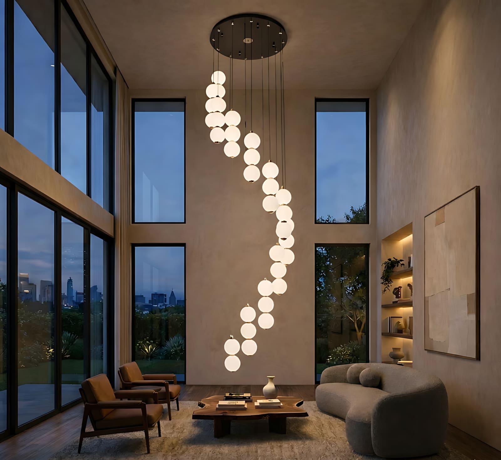 The Echo Lunar Cascade 36-Light Mid-Century Modern Grand Chandelier – Matte Black & Gold – Polycarbonate — angle 3