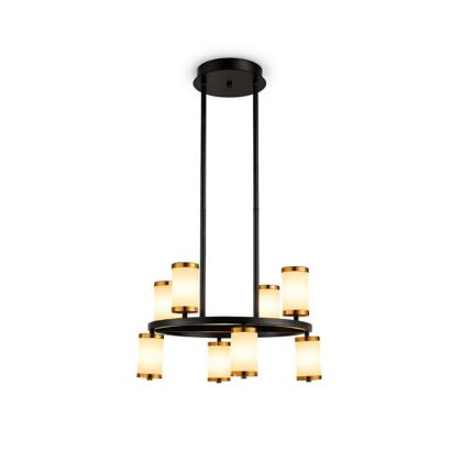 The Ryder 16" Diameter 8-Light Contemporary Chandelier - Matte Black & Gold - Polycarbonate