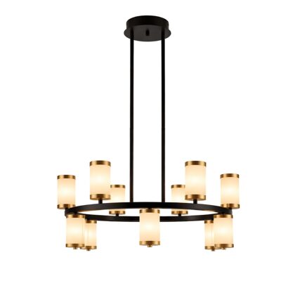 The Ryder 24" Diameter 12-Light Contemporary Chandelier - Matte Black & Gold - Polycarbonate