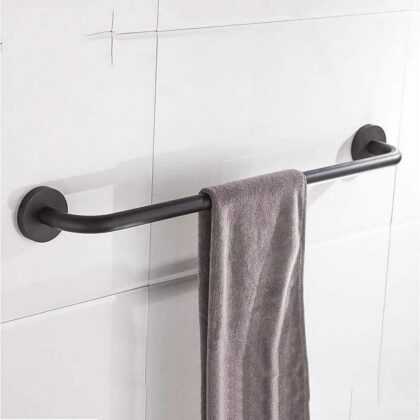 The Sleek Single Towel Rack - 600mm Long - Matte Black - Stainless Steel