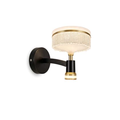 The Fringe Crystalline 6" Wide 1-Light Contemporary Wall Lamp - Black & Gold - Crystal Glass