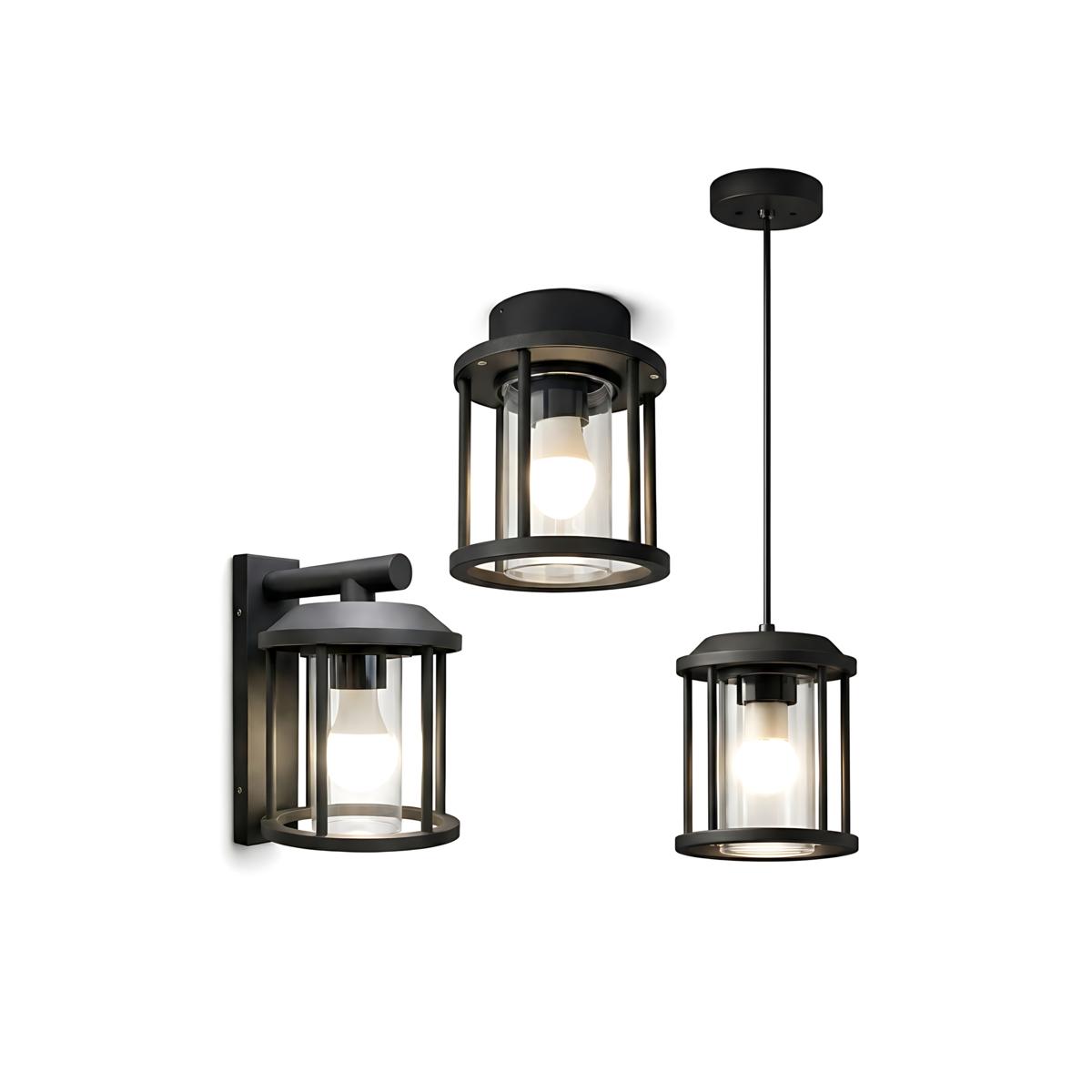The Kimolos 8″ Wide 1-Light Contemporary Outdoor Lamp – Flash Black – Die-cast Aluminum - angle 1