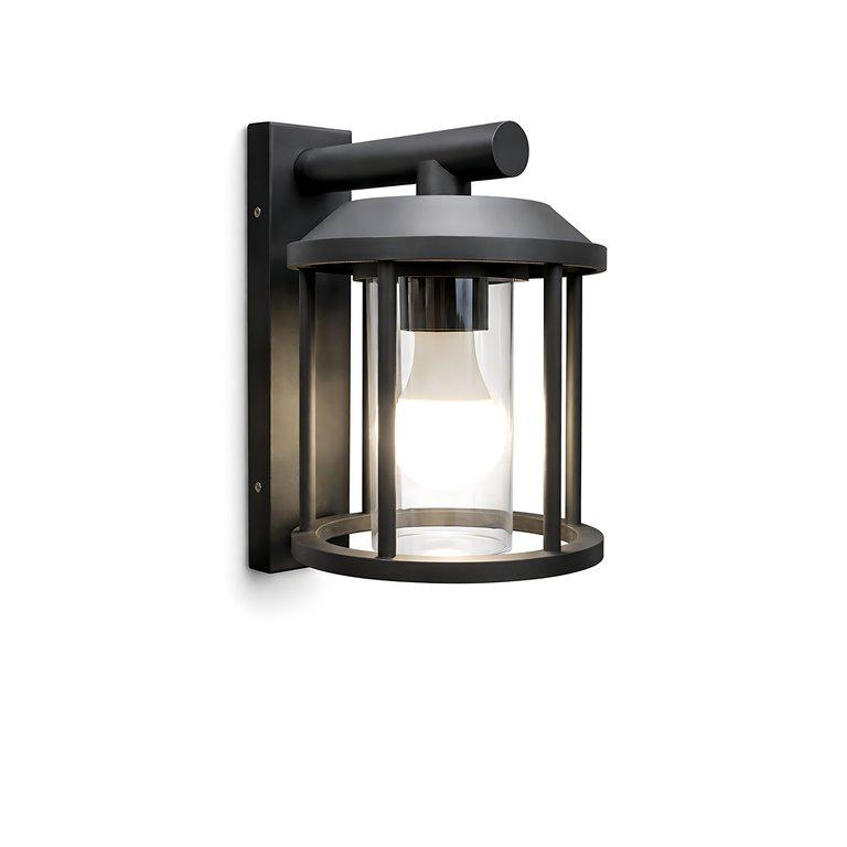 The Kimolos 8″ Wide 1-Light Contemporary Outdoor Lamp – Flash Black – Die-cast Aluminum - angle 4