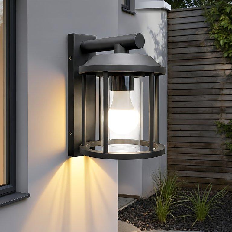 The Kimolos 8″ Wide 1-Light Contemporary Outdoor Lamp – Flash Black – Die-cast Aluminum - angle 6