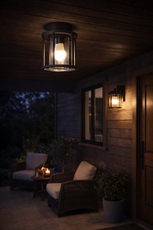 The Kimolos 8″ Wide 1-Light Contemporary Outdoor Lamp – Flash Black – Die-cast Aluminum - angle 8