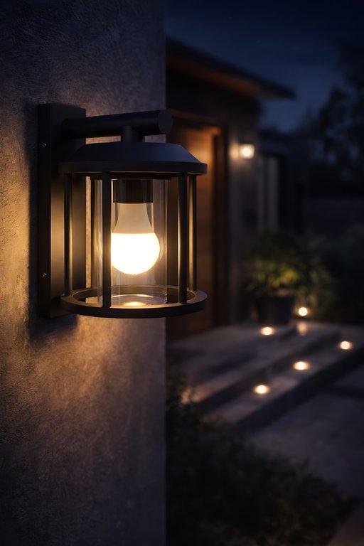 The Kimolos 8″ Wide 1-Light Contemporary Outdoor Lamp – Flash Black – Die-cast Aluminum - angle 10