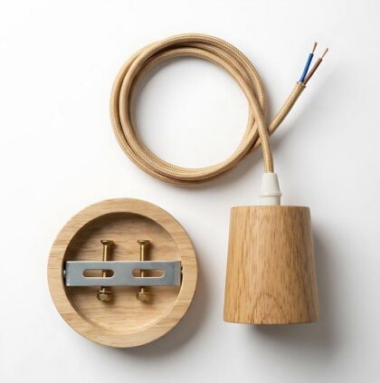 The Nordic Oak Pendant Kit 4" Base Diameter 1-Light Scandinavian Pendant - Natural Oak - Wood