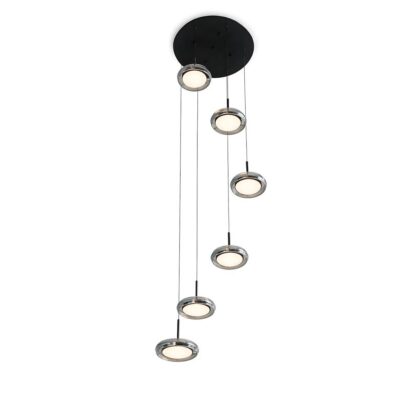 The Livia Cluster 6-Light Modern Chandelier - Matte Black - Glass & Metal