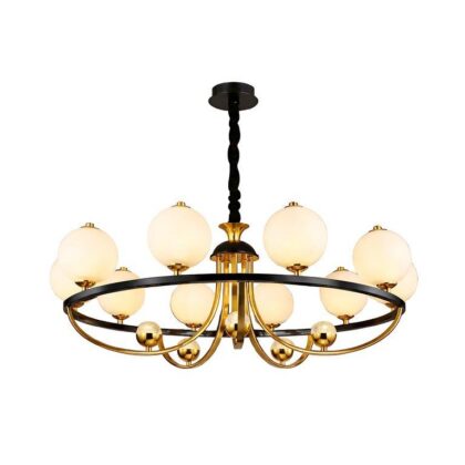 The Retro Monique 32" Wide 15-Light Modern Chandelier - Polished Gold & Black - Plastic