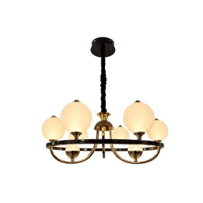 The Retro Monique 23" Wide 9-Light Modern Chandelier - Polished Gold & Black - Plastic