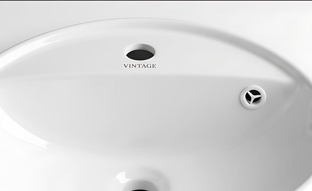 The Semi-Recessed 44cm Round Ceramic Washbasin – Gloss White – 1 Tap Hole — angle 3