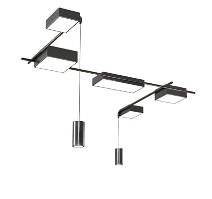 Modern Black Metal Box Chandelier - 7 Light