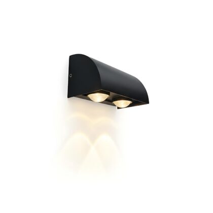The Elaxi 4" Wide 2-Light Modern Outdoor LED Wall Light - Black - Aluminium