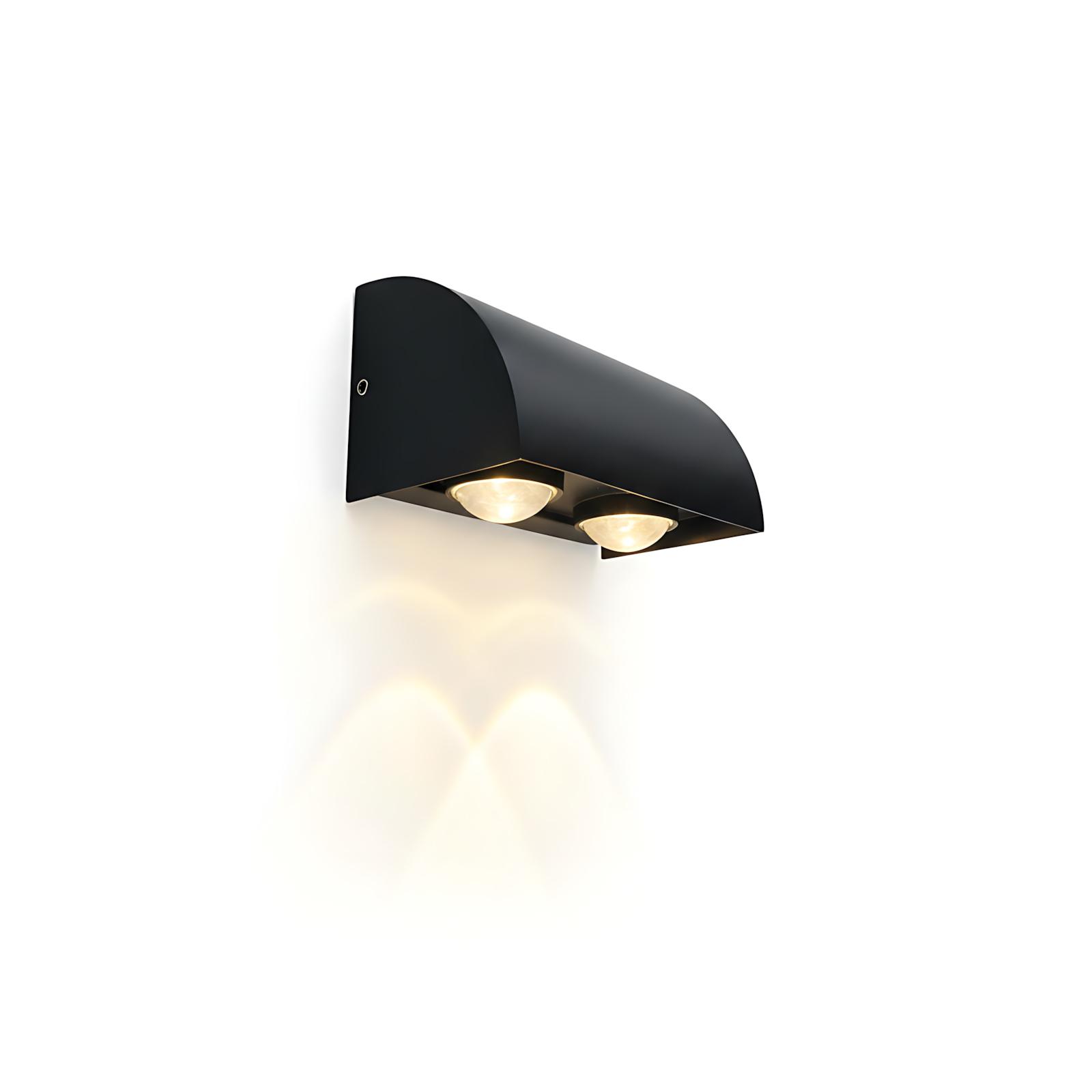 The Elaxi 4" Wide 2-Light Modern Outdoor LED Wall Light - Black - Aluminium