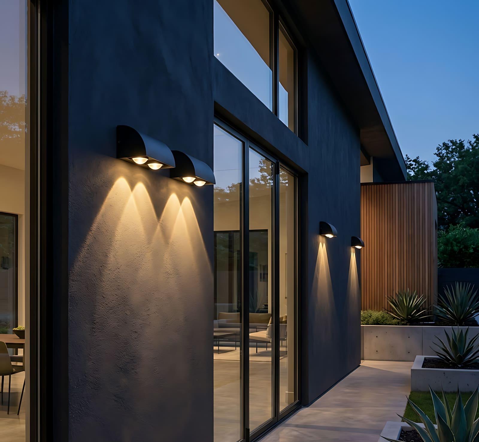 The Elaxi 4" Wide 2-Light Modern Outdoor LED Wall Light - Black - Aluminium
