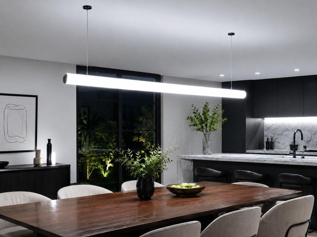 The Round Frosted Tube Linear Pendant Light – 1.2M – 36W – 6000K — angle 1