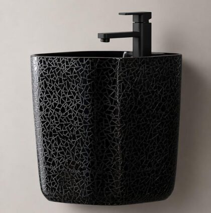 The Craft-Pattern - 400mm wide - Black - Wall hung basin