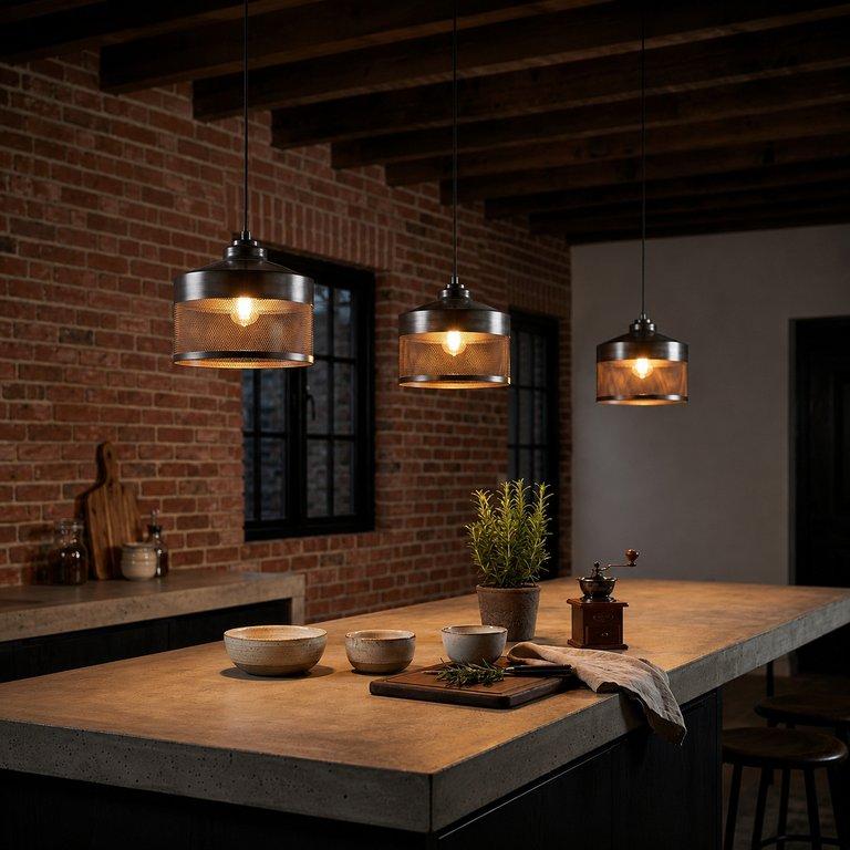 The Colliery Cage 15" Diameter 1-Light Industrial Pendant - Matte Black - Iron
