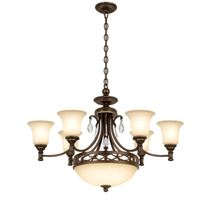 The Camber 650mm Wide 6-Light Chandelier - Antique Bronze