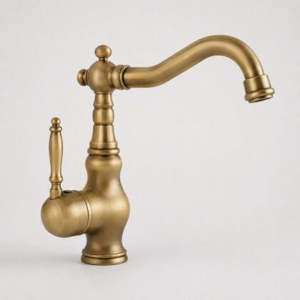 The Antique Brass Gourd-Style Hot and Cold Basin Faucet