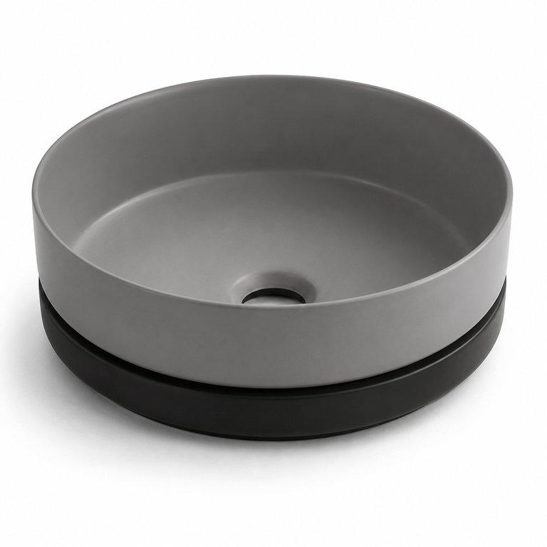 The Matte Black Grey 360mm Diameter Counter-top Basin – Black & Grey Finish