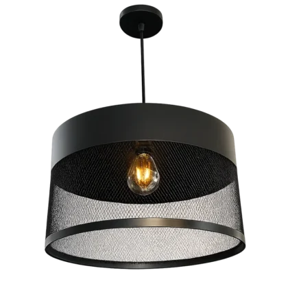 The Colliery Cage 15" Diameter 1-Light Industrial Pendant - Matte Black - Iron