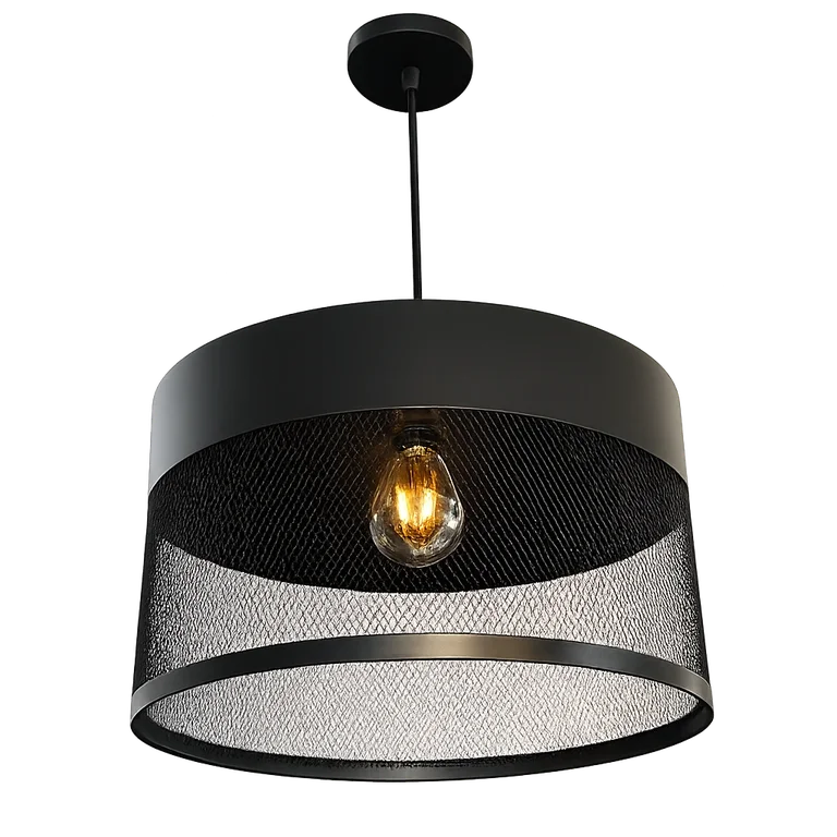 The Colliery Cage 15" Diameter 1-Light Industrial Pendant - Matte Black - Iron