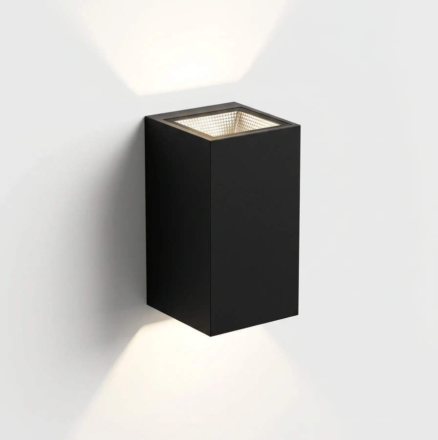 The Plinth Rectangular Block Outdoor Wall Light – 95mm Wide – Matte Black Aluminum