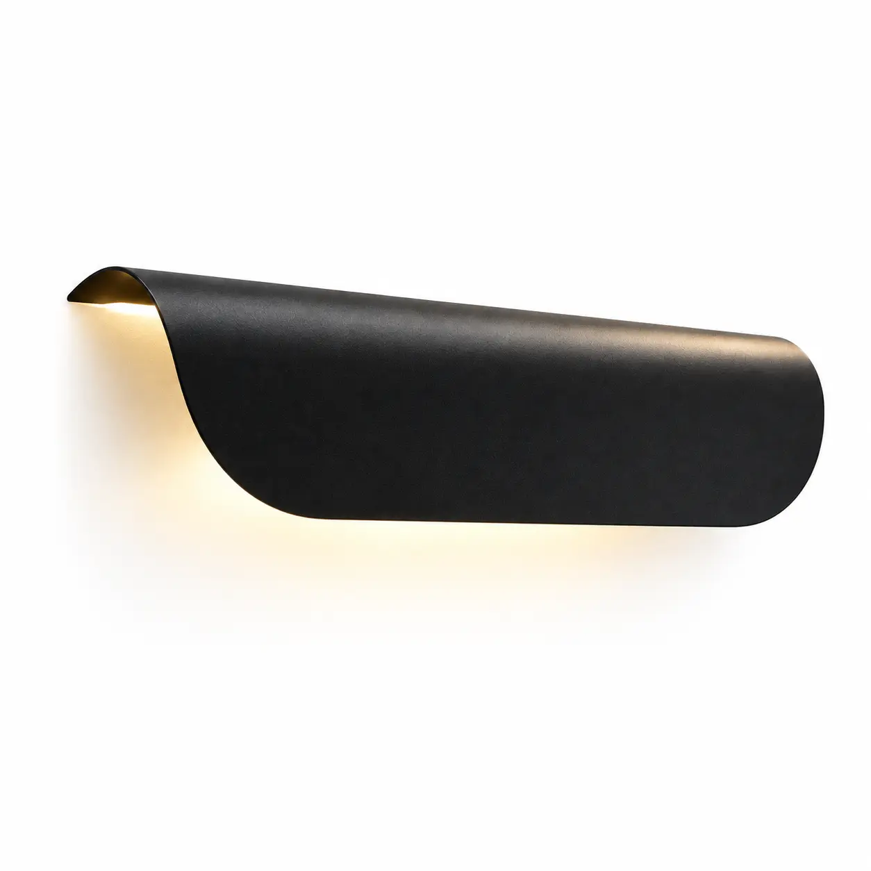 The Vellum Curved Dome Outdoor Wall Light – 300mm Wide – Matte Black Aluminum