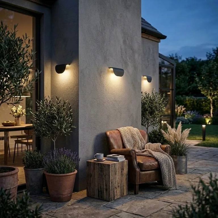 The Vellum Curved Dome Outdoor Wall Light – 300mm Wide – Matte Black Aluminum - angle 1