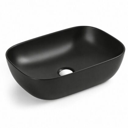 The Matte Black 460mm Wide Oval Counter-top Basin - Matte Black Finish