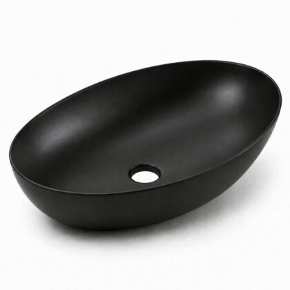 The Matte Black 620mm Wide Oval Counter-top Art Basin - Matte Black Finish