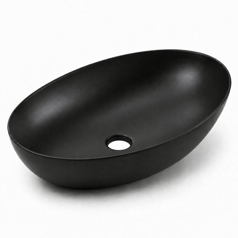 The Matte Black 620mm Wide Oval Counter-top Art Basin – Matte Black Finish