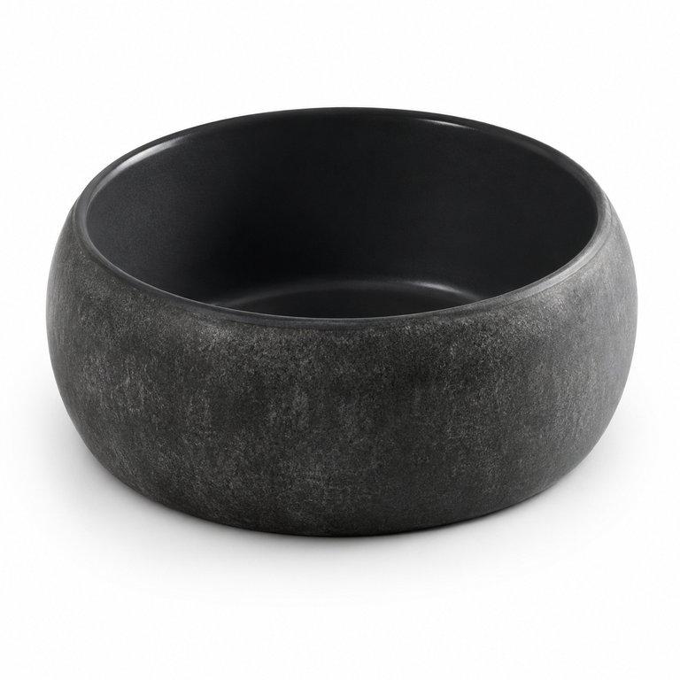 The Thin Stripes 400mm Wide Round Counter-top Basin – Matte Black Finish