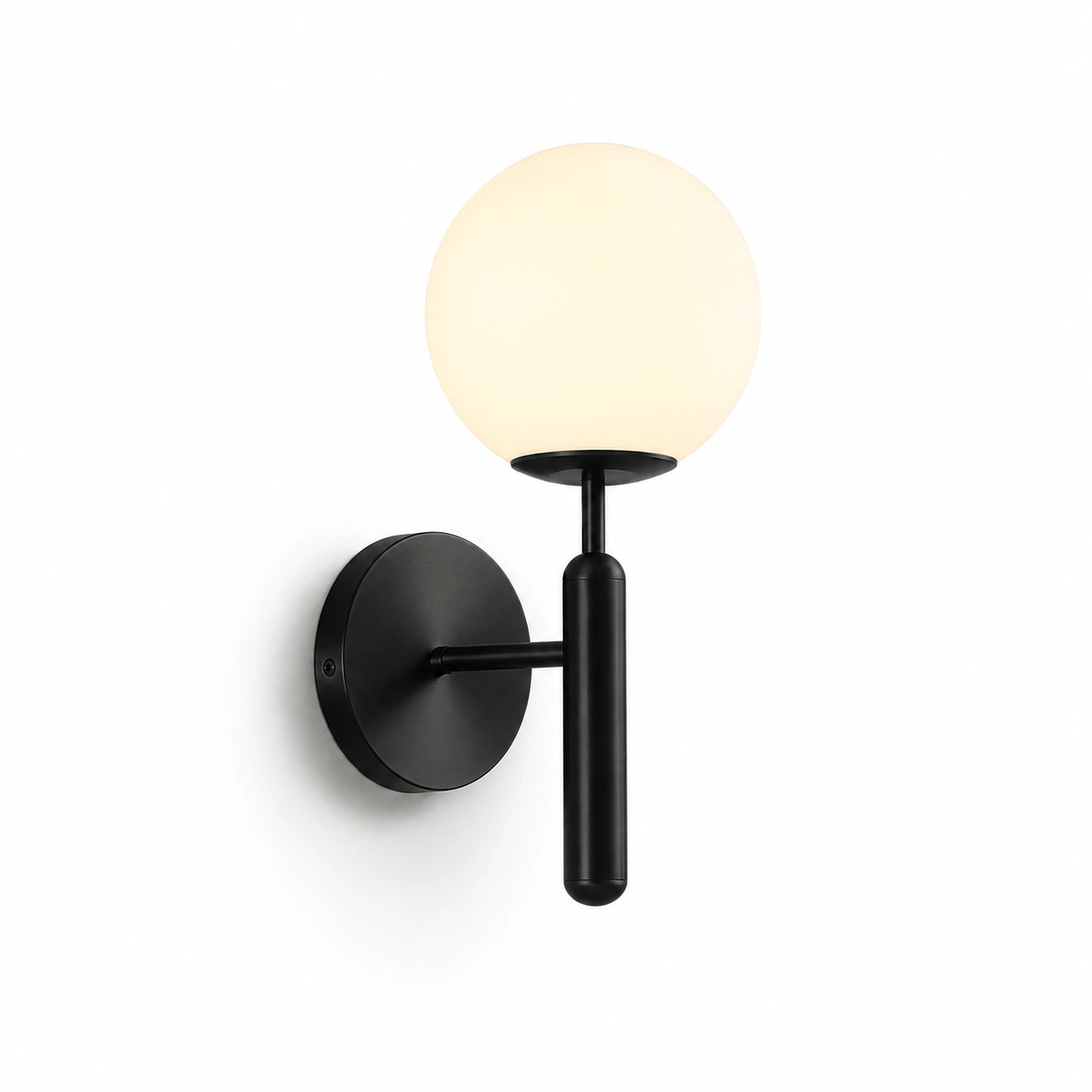 The Perch 150mm Wide Globe Wall Lamp – Matte Black Iron