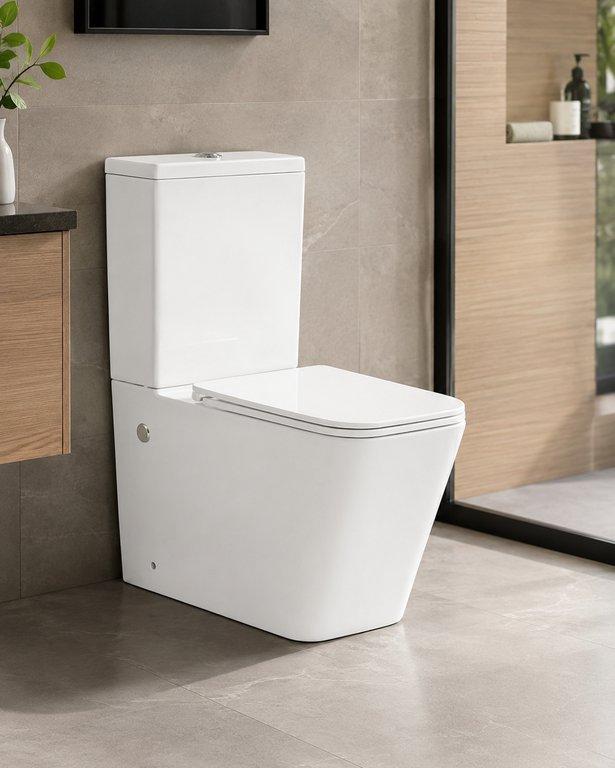 The Glossy White One-Piece Rimless P-Trap Toilet