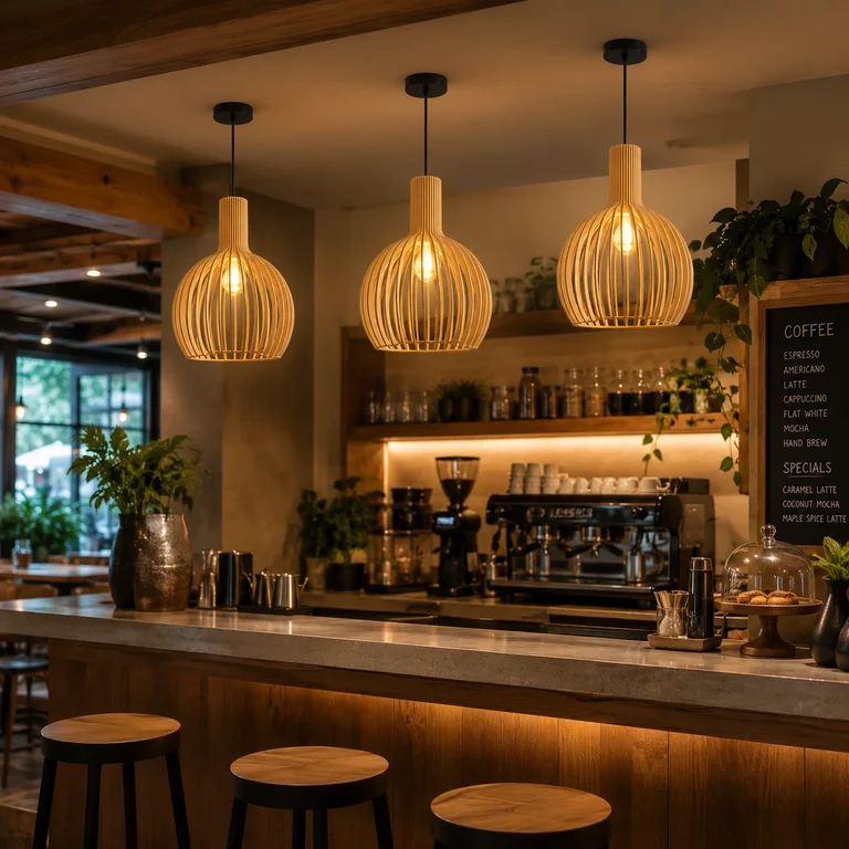 The Flask Wooden Slat Bottle Pendant Light - angle 1