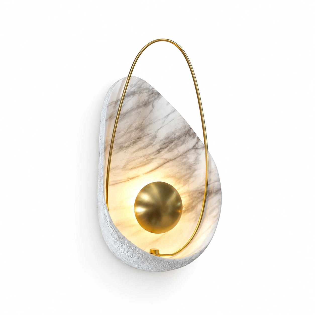 The Dawn 270mm Wide Organic Marble Wall Light – White Marble & Brushed Gold - angle 9