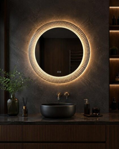 The 700mm Round LED Mirror - 3 Color Back Light