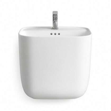 The Glossy White 450mm Wide Pedestal Art Basin - Glossy White Finish