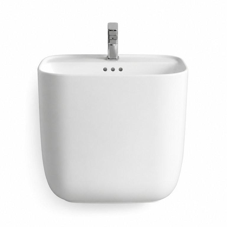 The Glossy White 450mm Wide Pedestal Art Basin – Glossy White Finish