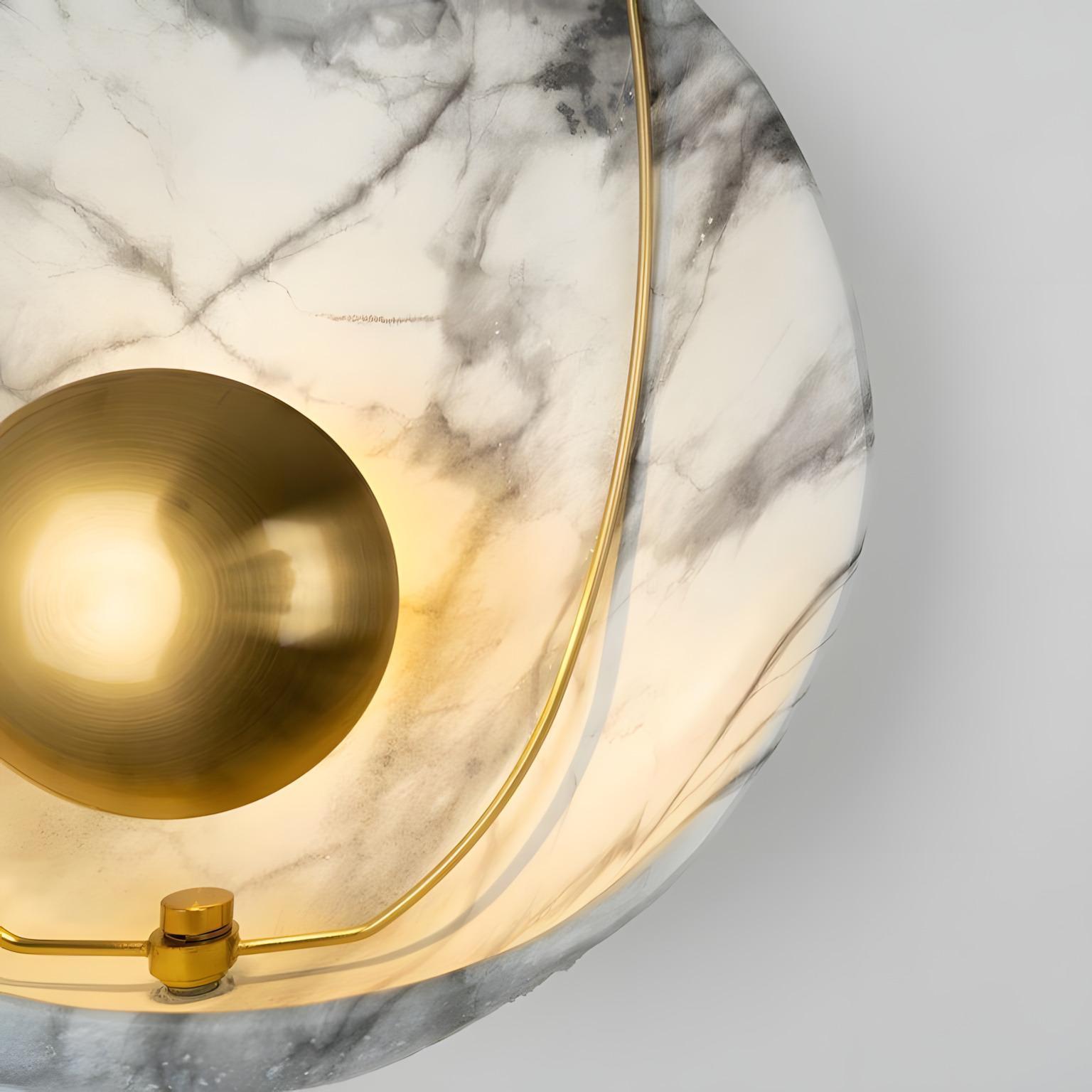 The Dawn 270mm Wide Organic Marble Wall Light – White Marble & Brushed Gold - angle 7