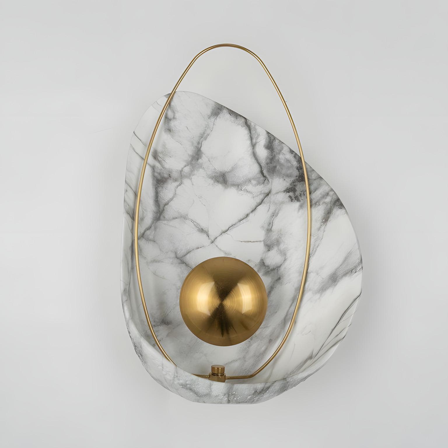 The Dawn 270mm Wide Organic Marble Wall Light – White Marble & Brushed Gold - angle 8